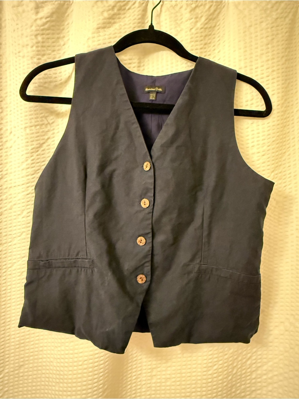 Massimo Tutti Linen Cotton Navy Blue Vest Sz US 4 EUR 36 Sleeveless Chic - Picture 3 of 9